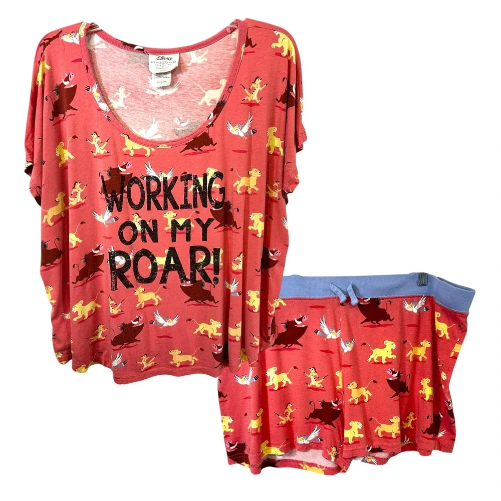 Nite Nite Disney Plus Size 1X Pajama Set Off to Sleep We Go Lion King 1783 - Picture 2 of 16